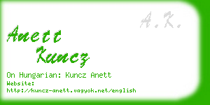 anett kuncz business card